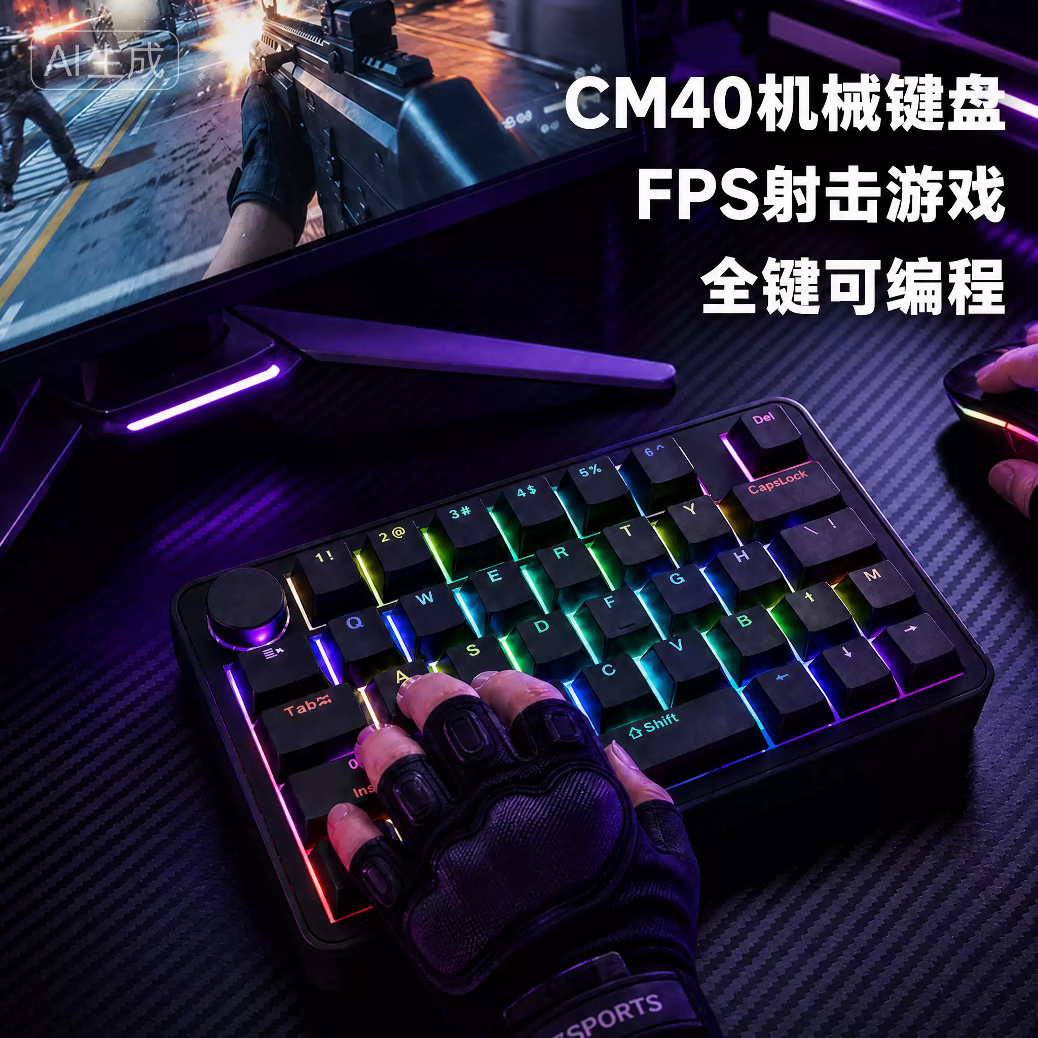 Gaming Accessories Drawing - CM40 38keys Wired Keyboard Customized Gaming