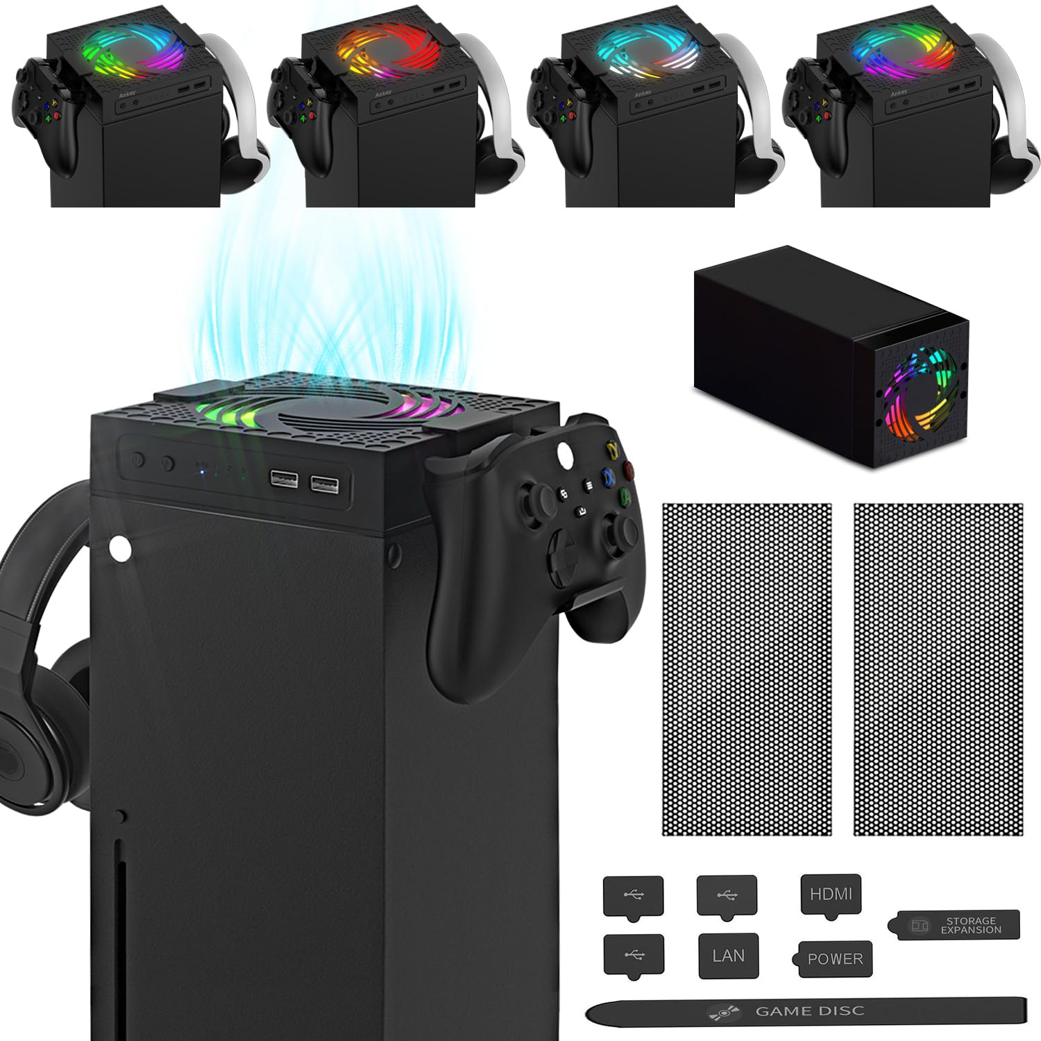 Gaming Accessories For Xbox Series X - Aolion RGB Cooling Fan Host Dust