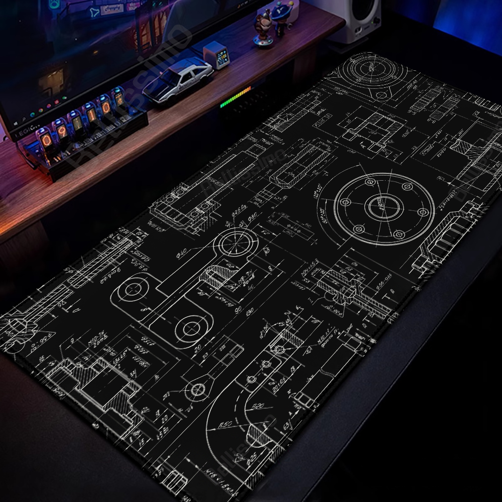 Gaming Accessories Drawing - Mouse Pad Gaming Accessory Mechanical Drawing
