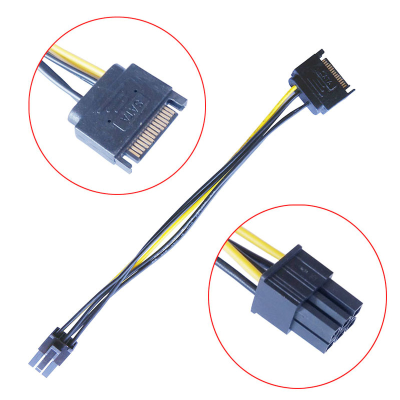 2pcs Dual SATA 15pin to 8 pin( - Pcie Extension Cable recension och pris