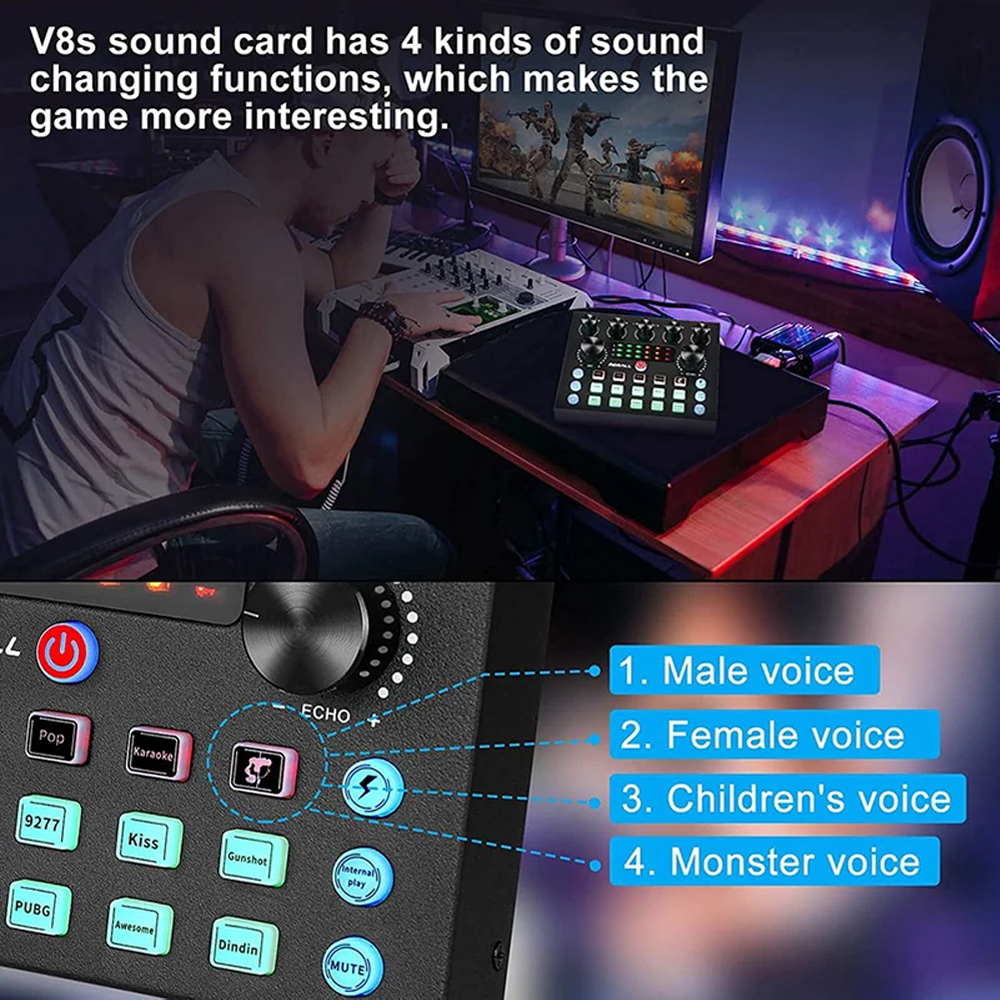 V8S Live Sound Card Equipment  - Youtube Gaming Accessories recension och pris