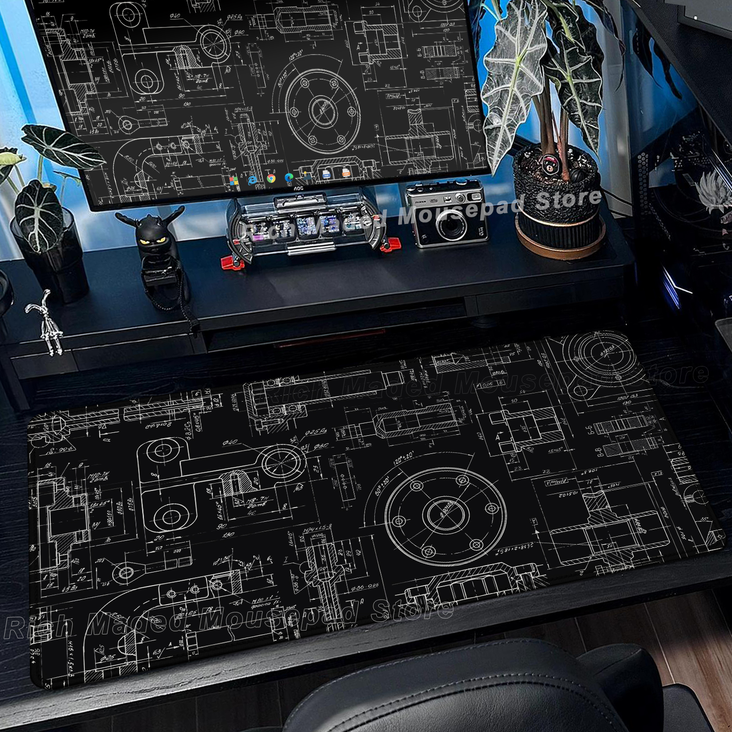 Black Large Mouse Pad Engineer - Gaming Accessories Drawing recension och pris